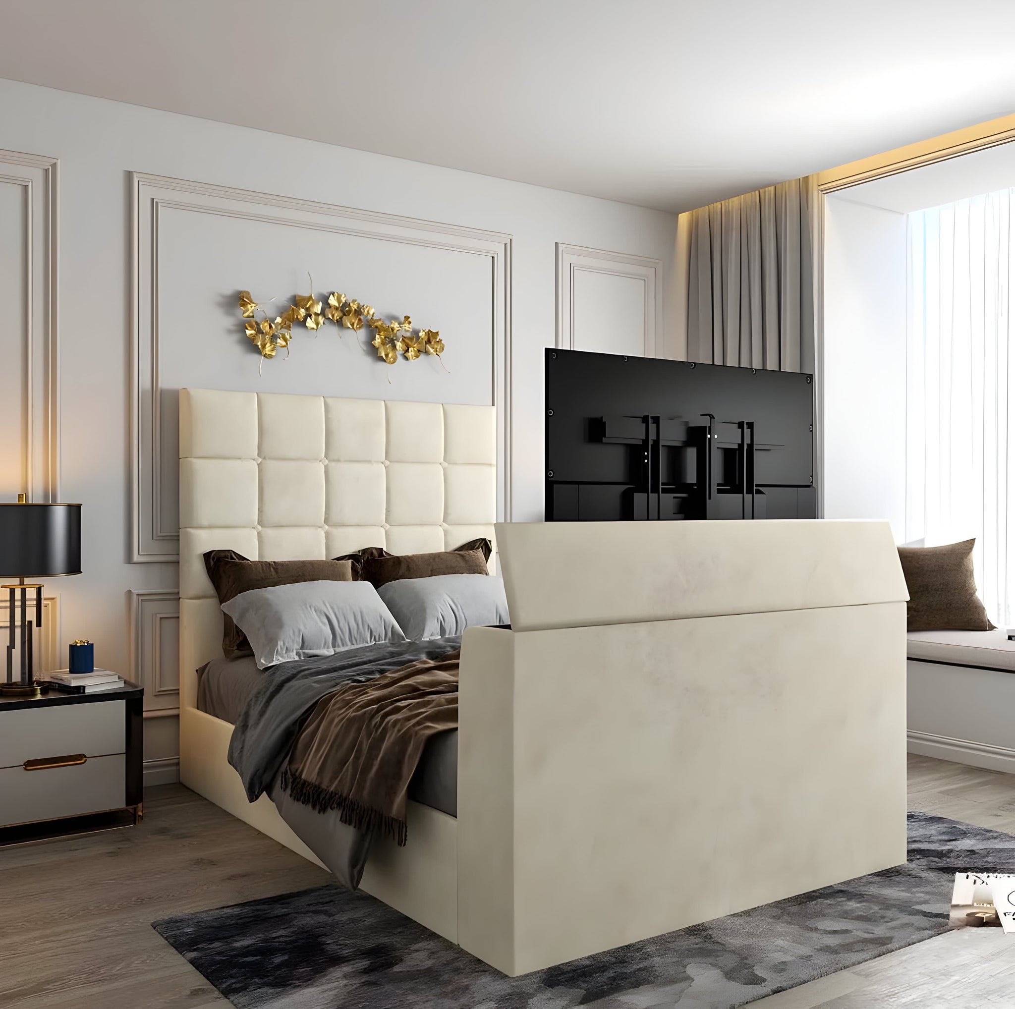 End of bed motorized tv lift cabinet cabinets matttroy