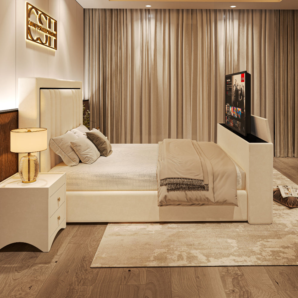 Kensington Velvet Electronic TV Bed with Modern TV Lift Secondary image