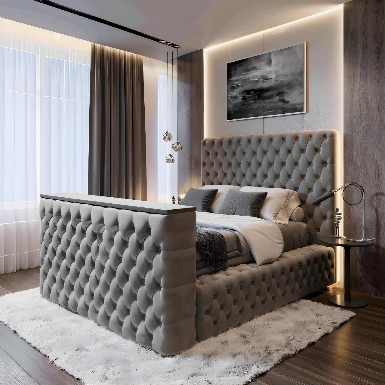 Walton Velvet Electronic TV Bed