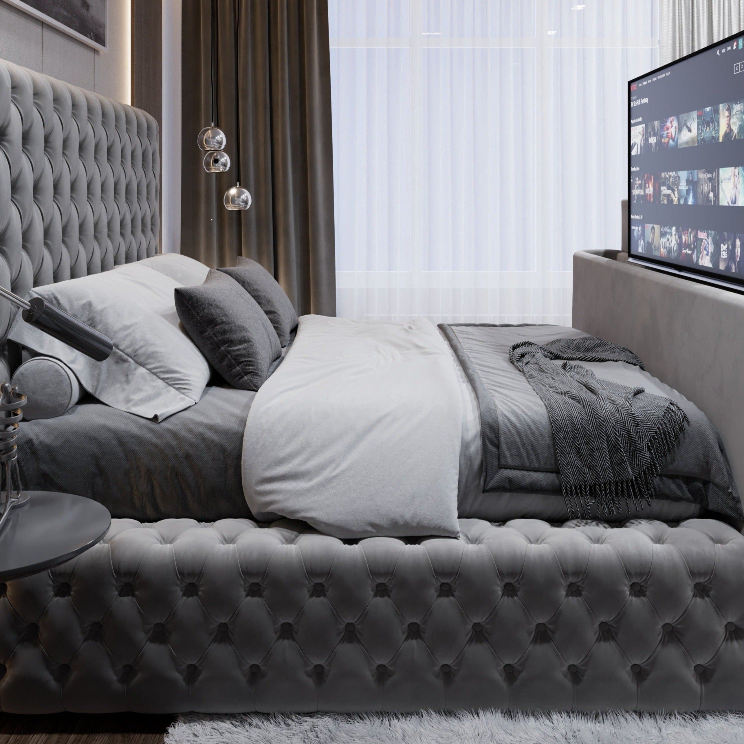 King bed with tv hotsell
