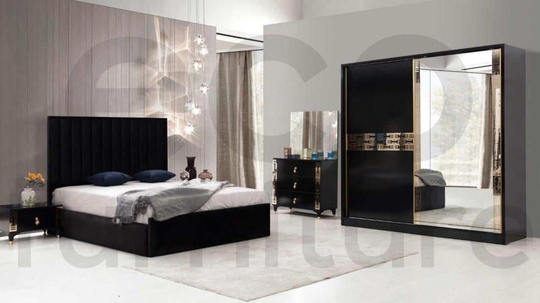 Torino Bedroom Set in Midnight Black